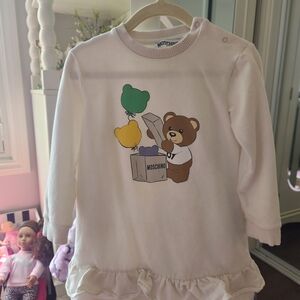 Moschino Kids White Top with Bear and Balloons